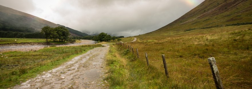 country road with rainbow